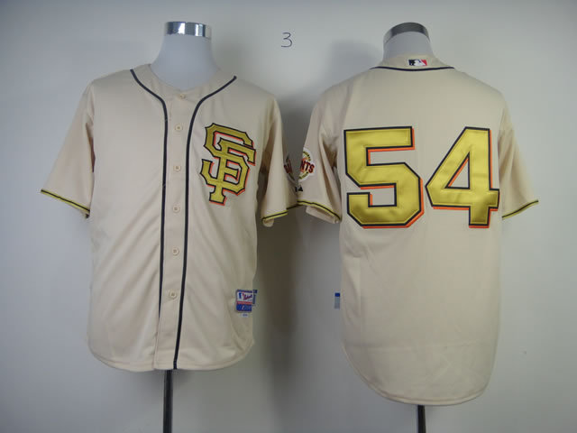 Men San Francisco Giants #54 Romo Cream SF MLB Jerseys